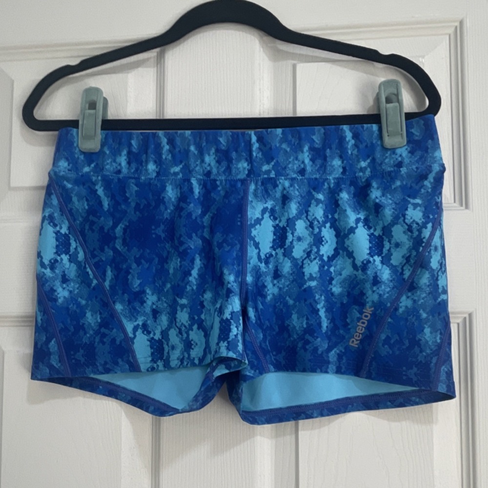 Reebok Women's Blue Abstract Activewear Shorts XL